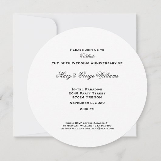 Invitation 60e anniversaire de mariage Roses rouges Cœur Élég (Dos)