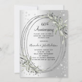 Invitation 60e anniversaire de mariage silver greenery diamon (Devant)