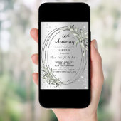 Invitation 60e anniversaire de mariage silver greenery diamon