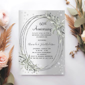 Invitation 60e anniversaire de mariage silver greenery diamon