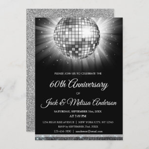Invitation 60e anniversaire de Mariage soirée boule Disco Sil