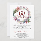 Invitation 60e anniversaire de Mariage surprise Diamond Flora (Devant)