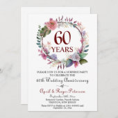 Invitation 60e anniversaire de Mariage surprise Diamond Flora (Devant / Derrière)
