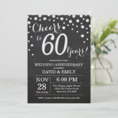 Invitation 60e anniversaire de mariage tableau noir argent (Debout devant)