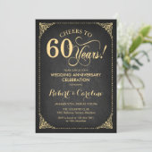 Invitation 60e anniversaire de mariage - Tableau noir doré (Debout devant)