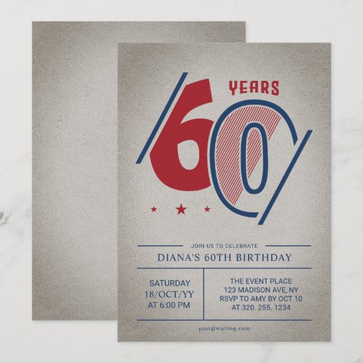 Invitation 60e anniversaire de Retro (Devant / Derrière)
