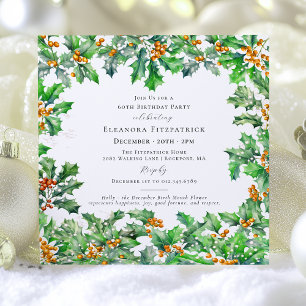 Invitation 60e anniversaire Décembre Fleur de naissance Holly