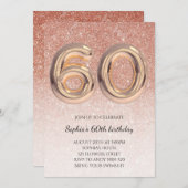 Invitation 60e anniversaire des femmes Rose Parties scintilla (Devant / Derrière)