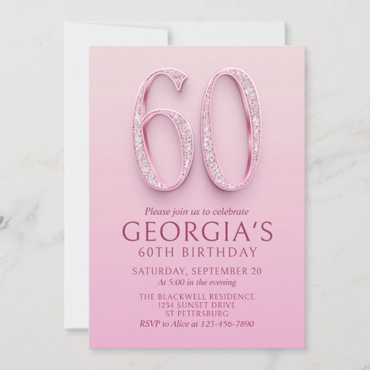 Invitation 60e anniversaire Diamants roses (Devant)
