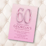 Invitation 60e anniversaire Diamants roses<br><div class="desc">Quand les diamants sont le BFF de votre fille, et le rose est son amour de vie, ce design d'anniversaire en diamant rose est le seul pour elle. Avec un élégant texte Art nouveau garni de diamants, ce design est joli, élégant et féminin, tout comme elle. Les couleurs rose rose...</div>