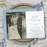 Invitation 60e anniversaire Diamond Confetti Mariage Photo<br><div class="desc">Personnalisez avec votre photo mariage préférée et les détails spéciaux de la célébration du 60e anniversaire du diamant dans la typographie chic bleu diamant. Les caractéristiques inverses aiment les confettis de coeur. Conçu par Thisisnotme©</div>