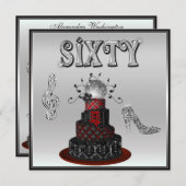 Invitation 60e anniversaire Disco Diva Cake Sparkle High Heel (Devant / Derrière)