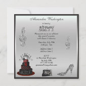 Invitation 60e anniversaire Disco Diva Cake Sparkle High Heel (Dos)