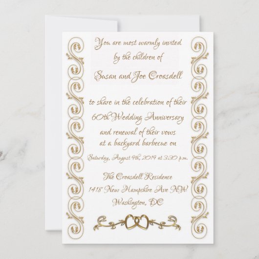 Invitation 60e anniversaire du Mariage (Dos)