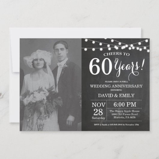 Invitation 60e anniversaire du Mariage Chalkboard Photo (Devant)