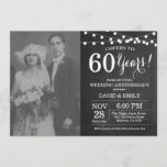 Invitation 60e anniversaire du Mariage Chalkboard Photo<br><div class="desc">Invitation du 60e anniversaire du Mariage avec photo personnalisée. Arrière - plan de tableau de bord. Éclairage à cordes. Noir et blanc. 1ère, 2ème, 3ème, 4ème, 5ème, 10ème, 15ème, 20ème, 25ème, 30ème, 35ème, 40ème, 45ème, 50ème, 55ème, 60ème, 65ème, 70ème, 75ème, 80ème, n'importe quelle année. Anniversaire adulte. Fête d'anniversaire d'une femme...</div>