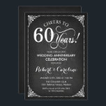 Invitation 60e anniversaire du Mariage - Chalkboard White<br><div class="desc">Invitation du 60e anniversaire du Mariage. Design vintage rétro élégant avec motif de tableau noir et police de script. Salutations à 60 ans ! Peut être personnalisé dans n'importe quelle année de mariage! Message-moi si vous avez besoin d'une personnalisation plus poussée.</div>