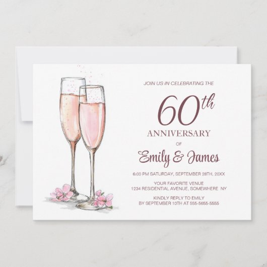 Invitation 60e anniversaire du Mariage Champagne (Devant)