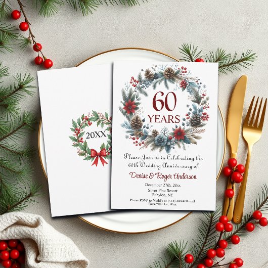 Invitation 60e anniversaire du Mariage de diamant hiver