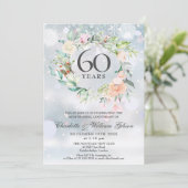 Invitation 60e anniversaire du Mariage diamant Floral d'hiver (Debout devant)