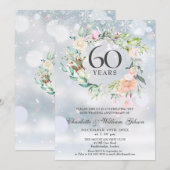 Invitation 60e anniversaire du Mariage diamant Floral d'hiver (Devant / Derrière)