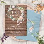 Invitation 60e anniversaire du Mariage diamant Floral Rustic<br><div class="desc">Doté d'une délicate aquarelle fleurie garland rose sur un arrière - plan rustique de panneaux de bois, cette élégante invitation 60ème / 75ème anniversaire mariage peut être personnalisée avec vos détails spéciaux diamant ou platine anniversaire. Au verso, une guirlande fleurie assortie encadre vos dates d'anniversaire en texte blanc élégant sur...</div>