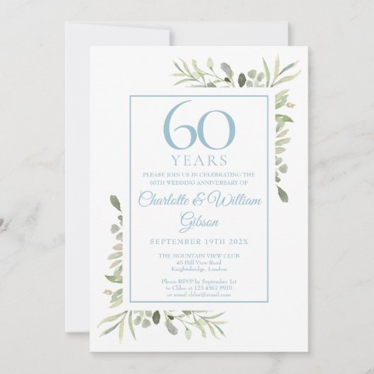 Invitation 60e anniversaire du Mariage diamant Photo vert (Devant)