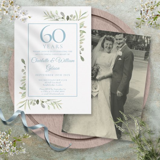 Invitation 60e anniversaire du Mariage diamant Photo vert