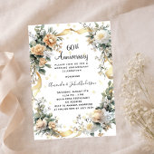 Invitation 60e anniversaire du mariage diamants floraux jaune