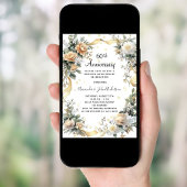 Invitation 60e anniversaire du mariage diamants floraux jaune