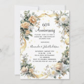 Invitation 60e anniversaire du mariage diamants floraux jaune (Devant)