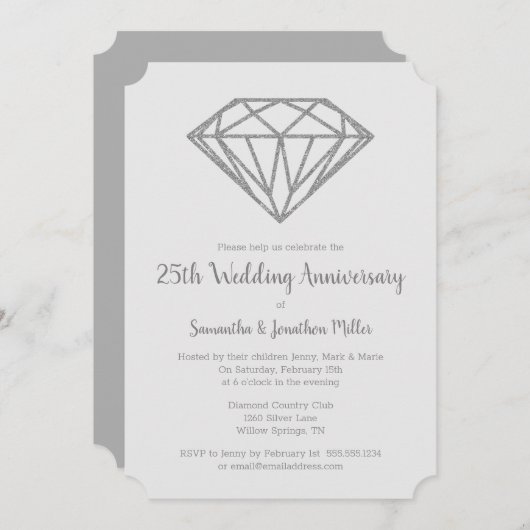 Invitation 60e anniversaire du Mariage Diamond (Devant / Derrière)