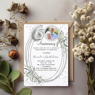 Invitation 60e anniversaire du mariage photo diamant argent