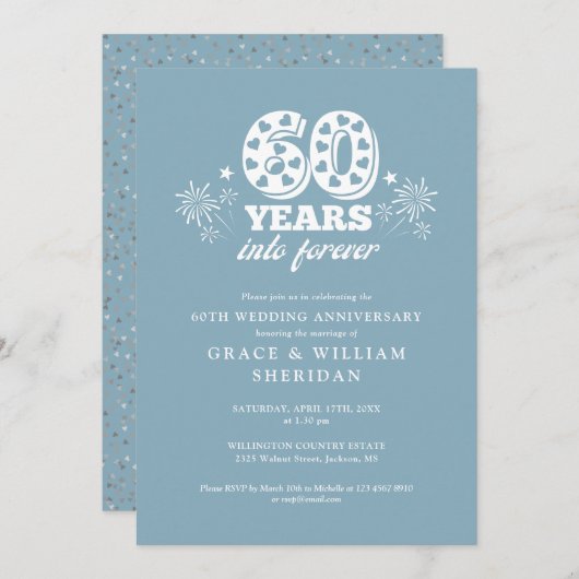 Invitation 60e anniversaire du Mariage pour toujours (Devant / Derrière)
