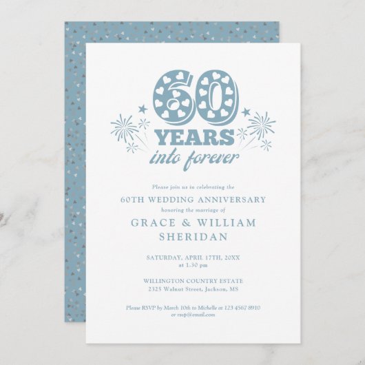 Invitation 60e anniversaire du Mariage pour toujours (Devant / Derrière)