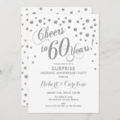 Invitation 60e anniversaire du Mariage surprise - Blanc & Arg (Devant / Derrière)