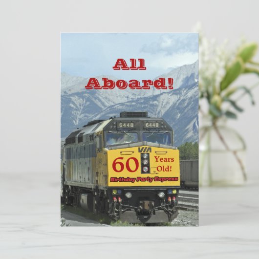 Invitation 60e Anniversaire du train ferroviaire Train jaune  (Debout devant)