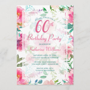 Invitation 60e anniversaire du Tropical Floral Peony Party