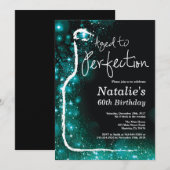 Invitation 60e Anniversaire du vin à la perfection Turquoise (Devant / Derrière)