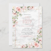 Invitation 60e anniversaire Dusty rose or Aquarelle marbre (Devant)