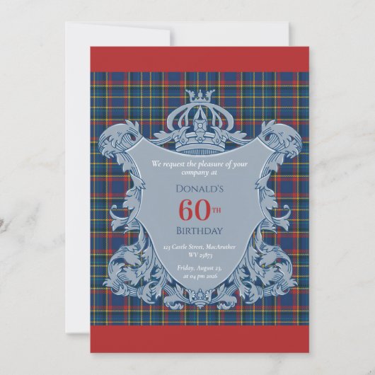 Invitation 60e anniversaire Écossais et son château (Devant)