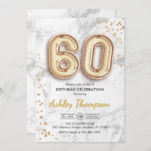 Invitation 60e anniversaire - Effet de marbre des Ballons d'o (Devant / Derrière)