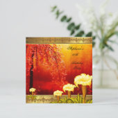 Invitation 60e anniversaire Elégant asiatique or jaune floral (Debout devant)