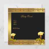 Invitation 60e anniversaire Elégant asiatique or jaune floral (Dos)