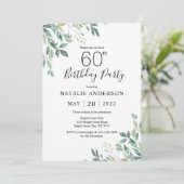 Invitation 60e anniversaire Elégant vert Eucalyptus verdure (Debout devant)