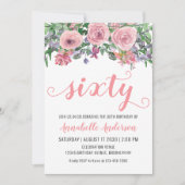 Invitation 60e anniversaire Elégante couleur rose florale (Devant)