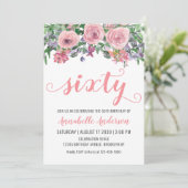 Invitation 60e anniversaire Elégante couleur rose florale (Debout devant)