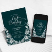 Invitation 60e anniversaire Emerald Green Roses d'argent