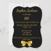 Invitation 60e anniversaire en noir avec arc en or scintillan (Dos)