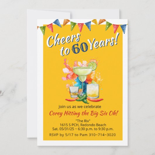 Invitation 60e anniversaire encourage à 60 ans Fiesta mexicai (Devant)